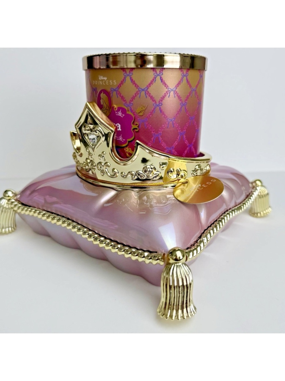 Bath & Body Works Princess Aurora Crown Candle Holder & Matching 3-Wick Candle
